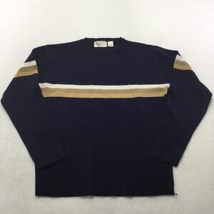 Vintage Silton Sweater Mens XL Blue Striped Crew Neck Acrylic Knit Retro